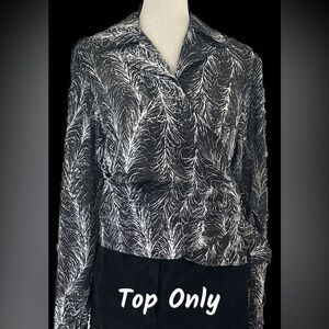 St. John Black and White Patterned Blouse